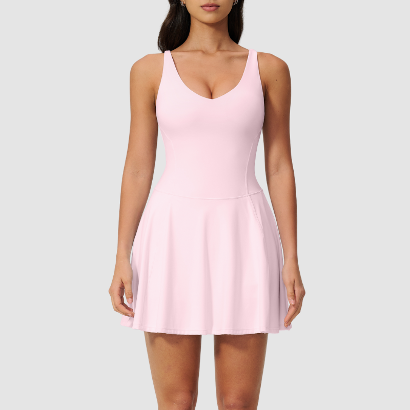 Wholesale Naked Feel Deep V-neckline Tennis Removable Breast Pads Dress