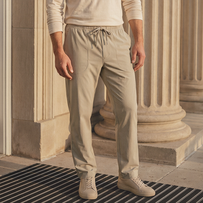 Elastic Waist Straight Leg Casual Pants