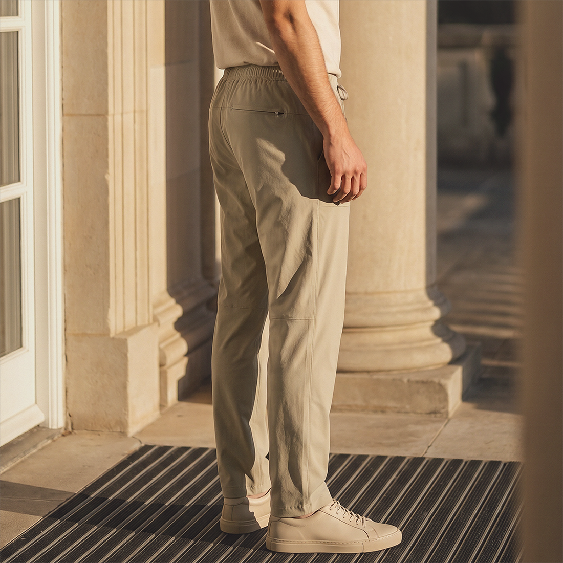 Elastic Waist Straight Leg Casual Pants