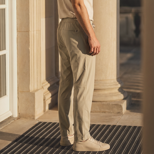 Elastic Waist Straight Leg Casual Pants