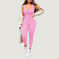 Women's removable chest pad square neck jumpsuit