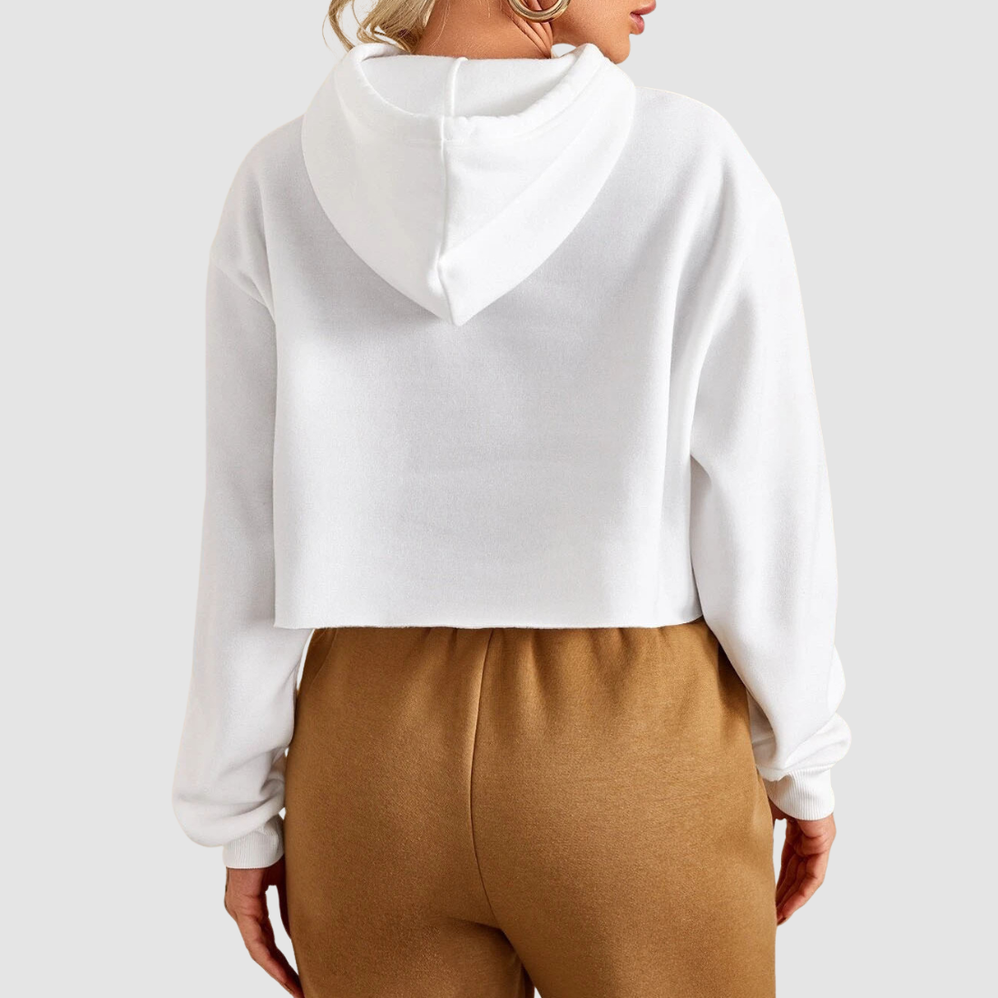 Wholesale Women's Cropped Pullover Hoodie – Loose Distressed Streetwear