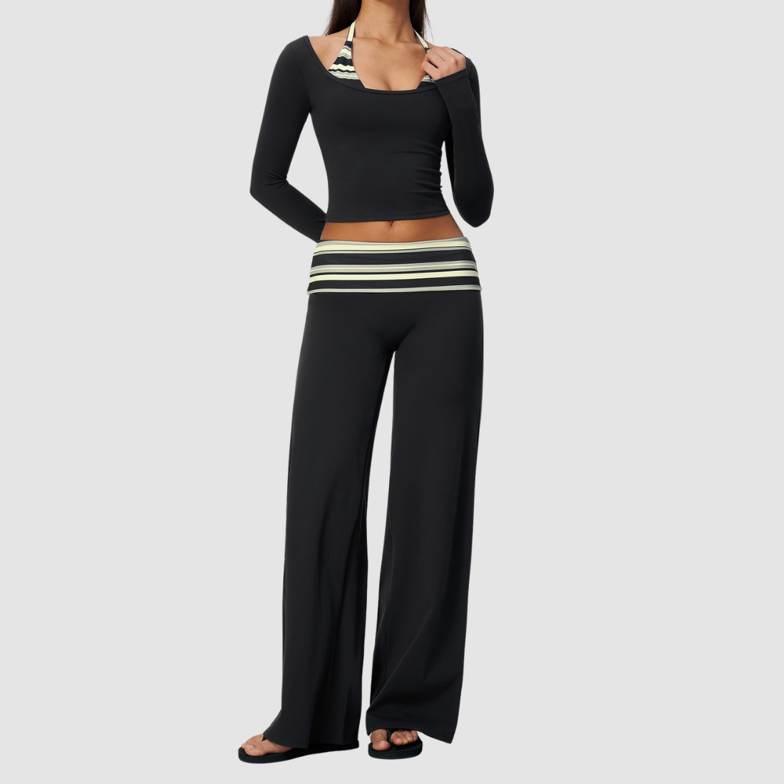 Wholesale Women's Long-Sleeve Wide-Leg Yoga Fitness Set