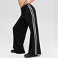 High-waisted striped color-blocked casual sweatpants