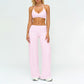 V-neck backless sports bra + high-waisted loose wide-leg pants 2-piece set