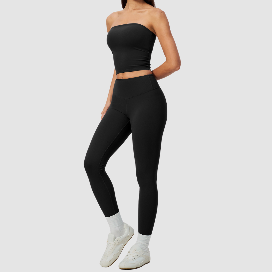 Wholesale Women’s Tube Top & High-Waist Leggings Yoga Set – Padded