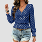 Wholesale Women's Round neck printed polka dot long sleeve V-neck fashionable casual top