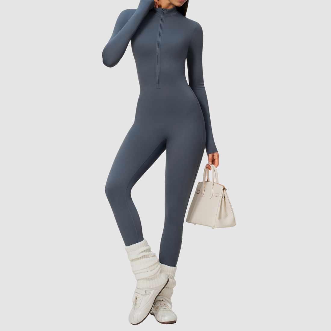 Wholesale Women's Fleece-Lined Yoga Overalls Sport Bodysuit
