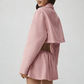 Wholesale Cotton-Blend Drawstring Zip Jacket & Mini Skirt Set – 2-Piece Casual Sports Matching Set