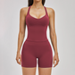 Wholesale yoga tank top with bra pads+high waisted shorts 2-piece set