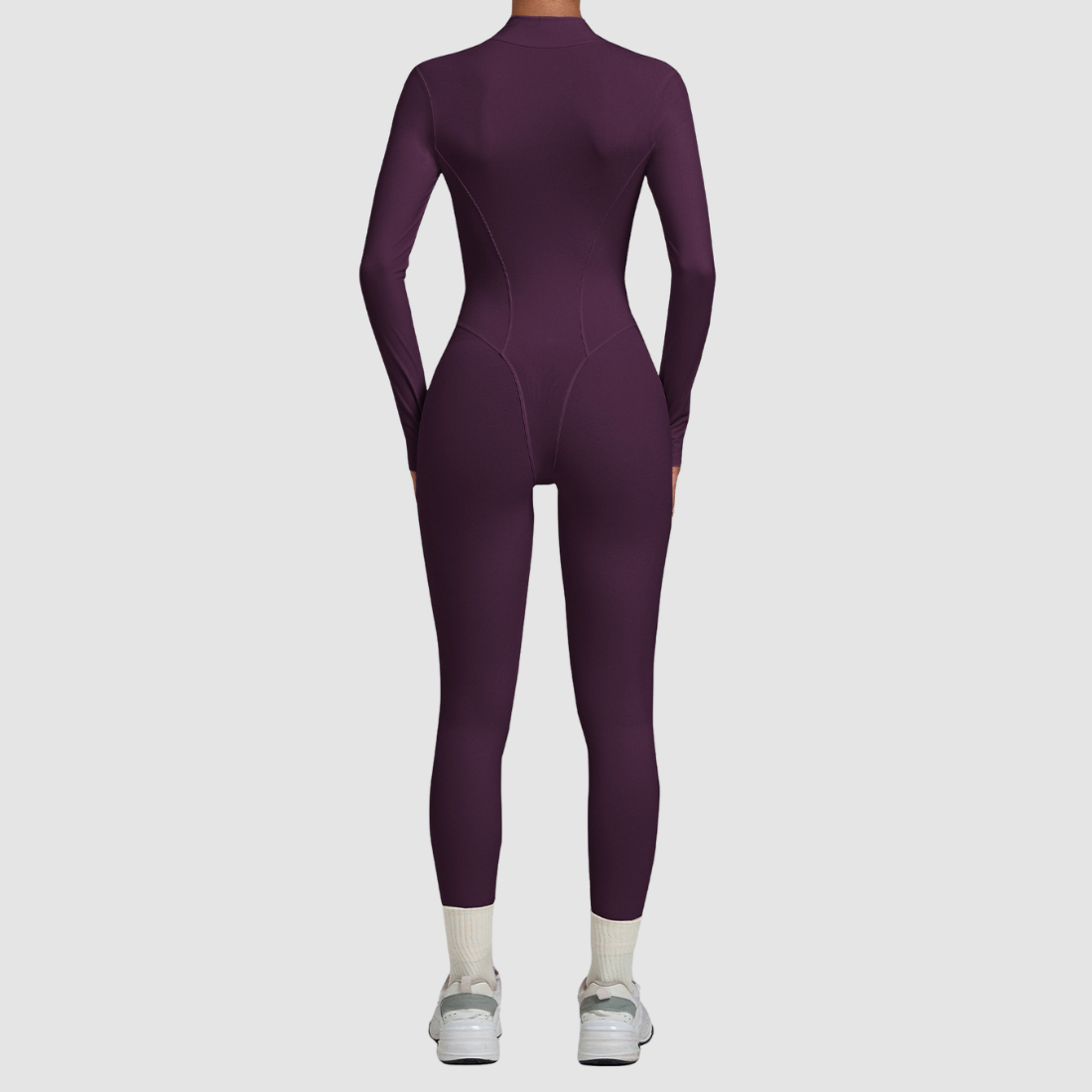 Wholesale Women's Zip-Front Long-Sleeve Yoga Jumpsuit
