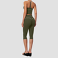 Wholesale Women's Brushed Yoga Set: Cross-Back Bra & Capri Pants – Colorblock Tummy Control