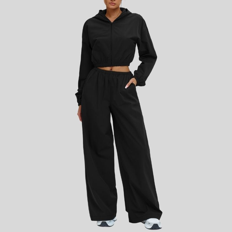 Wholesale sun protection hooded jacket + loose wide-leg pants