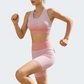 Wholesale Women's Seamless Yoga Set: Sports Bra & Capri Shorts – Body-Shaping Moisture-Wicking Fitness w/ Chest Pad
