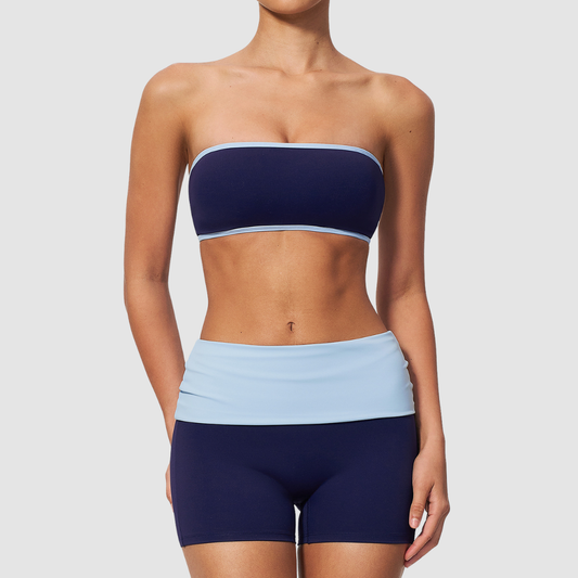 Wholesale Bandeau Contrast Color Yoga Set – Hip Lifting Fitness Outfit