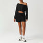 Quick-Drying Cropped Long Sleeves + Drawstring Shorts 2-Piece Set