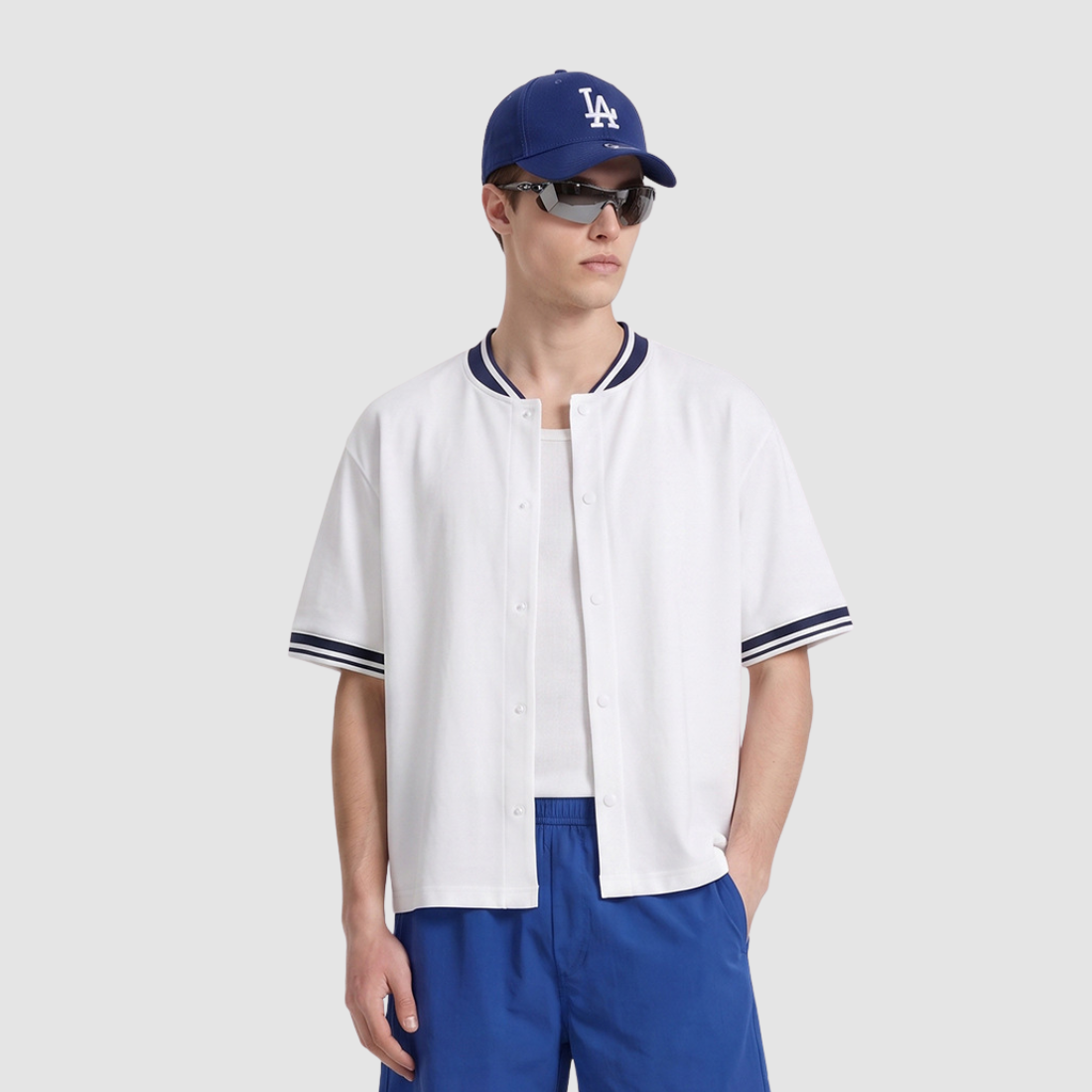 Wholesale Men’s Striped Short-Sleeve Baseball Cardigan