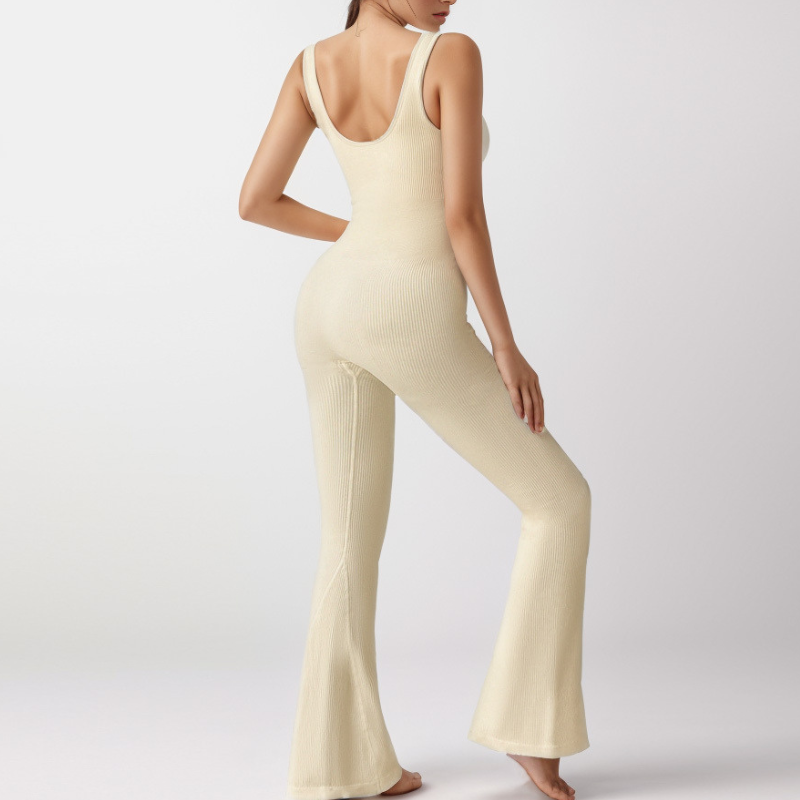 U-neck vest, flared pants, yoga jumpsuit