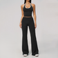 Wholesale Women's Bare-Feel Color-Block Tank Top & High waisted flared pants Set