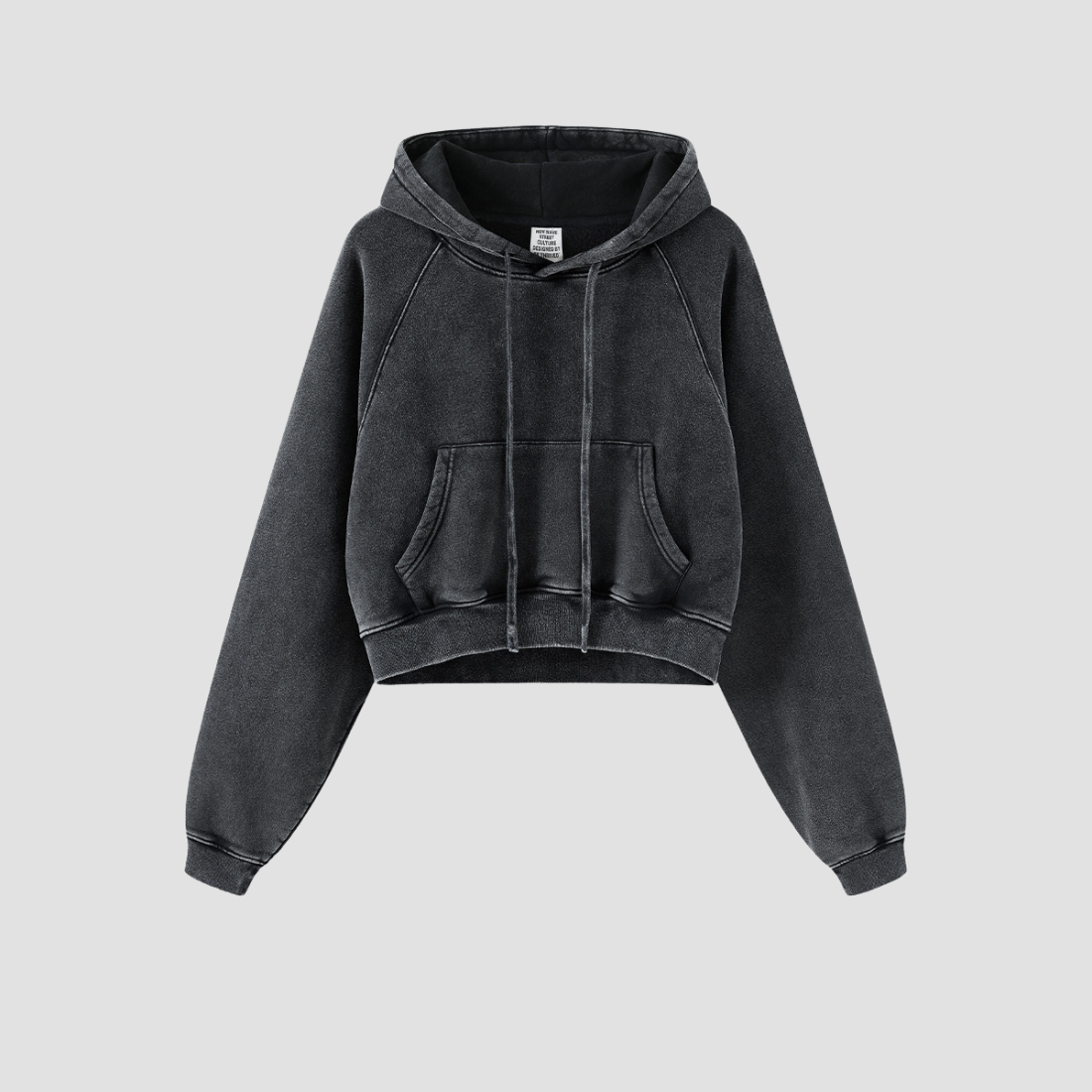 Wholesale Women’s Vintage Washed Raglan Hoodie – Fleece Cropped Pullover