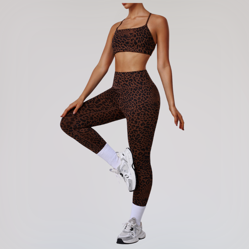 Wholesale leopard print sports bra + leggings