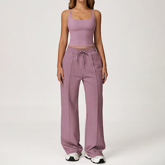 Slimming U-Neck Tank Top + Straight Leg Sweatpants 2 Piece Set