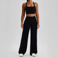 Wholesale Women's Peach Lift High Waist Flare Pants Yoga Set – Cross Back Sports Bra 0258