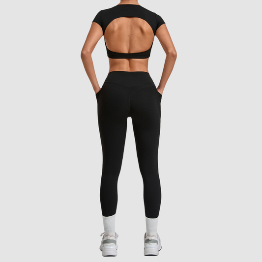 Wholesale Women's Naked-Feel Short Sleeve Crop Top + High-Waist Leggings Set – Moisture-Wicking Yoga Fitness Activewear