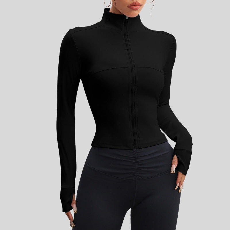 Slim Fit Stand Collar Zip Jacket