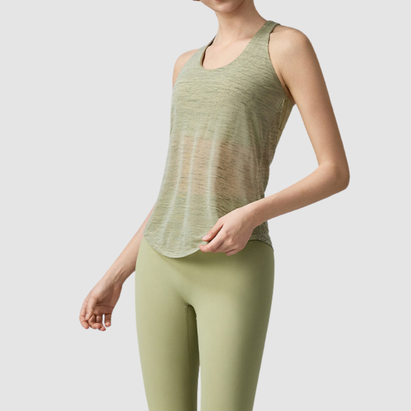 Wholesale Women's Open-Back Yoga Vest – Faux Two-Piece Halter Sports Top with Built-in Bra