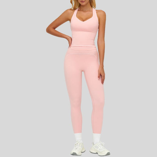 Wholesale Contrasting racerback tank top+High waisted | Wonderxfans bulk activewear