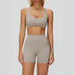 Sports bra with removable bra pads+High-waisted V-neck shorts at the back 2-piece set
