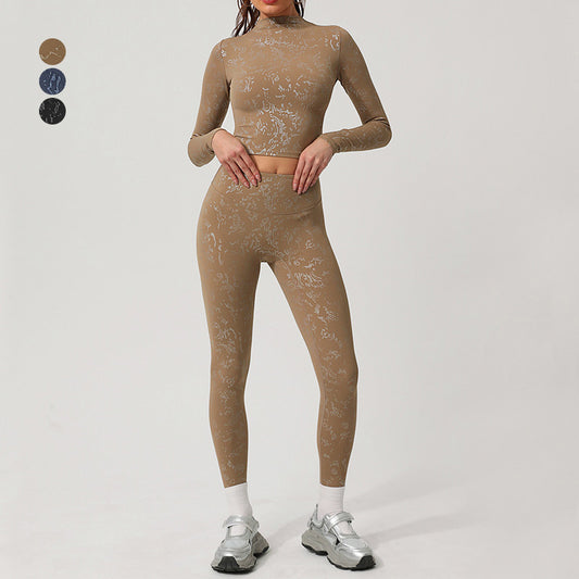 Wholesale women's hot-stamped silver high-stretch top | Wonderxfans bulk activewear