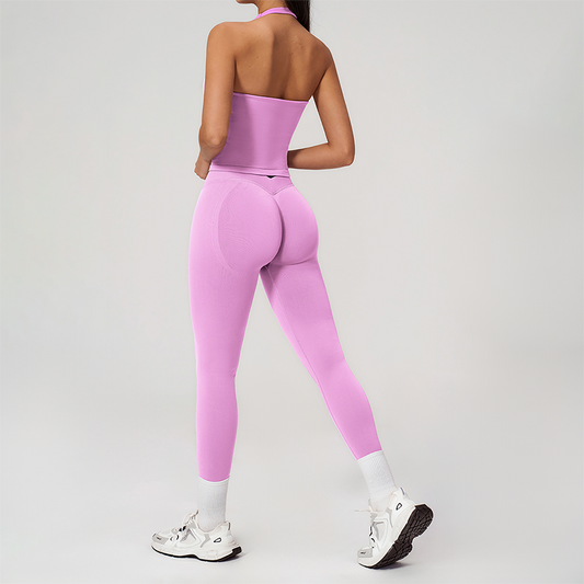 Wholesale Seamless Racerback Tank Top & High-Waist Leggings Set – Quick-Dry Yoga 2-Piece