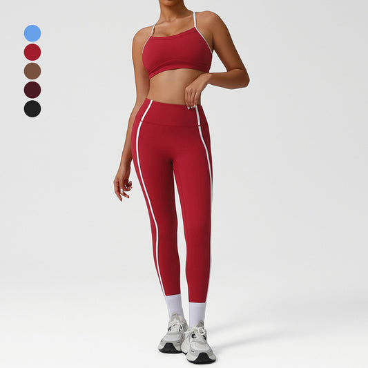 Wholesale Cross-Back Color-Blocked Bra + High-Waisted | Wonderxfans bulk activewear