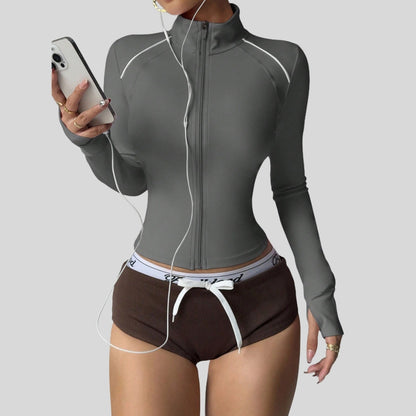 Contrast Color Athletic Slim-Fit Sport Jacket