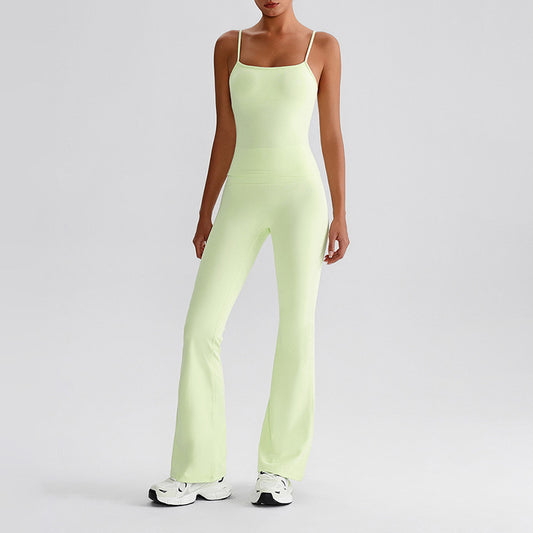 Thin straps tank top + Flared Leg pants 2-piece set