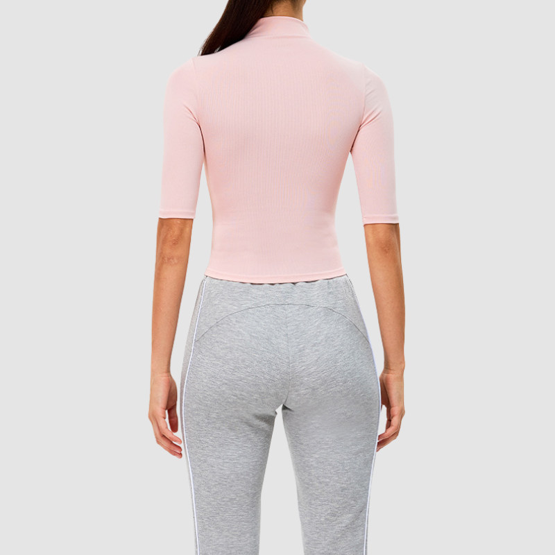 Wholesale high-neck mid-length sleeve fitness top