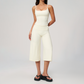 Wholesale Women's Brushed Spaghetti-Strap Tank Top & Wide-Leg Cropped Pants Set – Seam-Detail 2-Piece Yoga Set