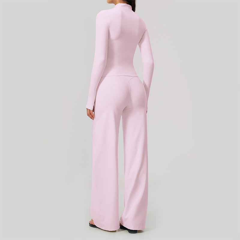 Wholesale Women's 3-Piece Yoga Set – Zip Jacket, Sports Bra & Wide-Leg Pants