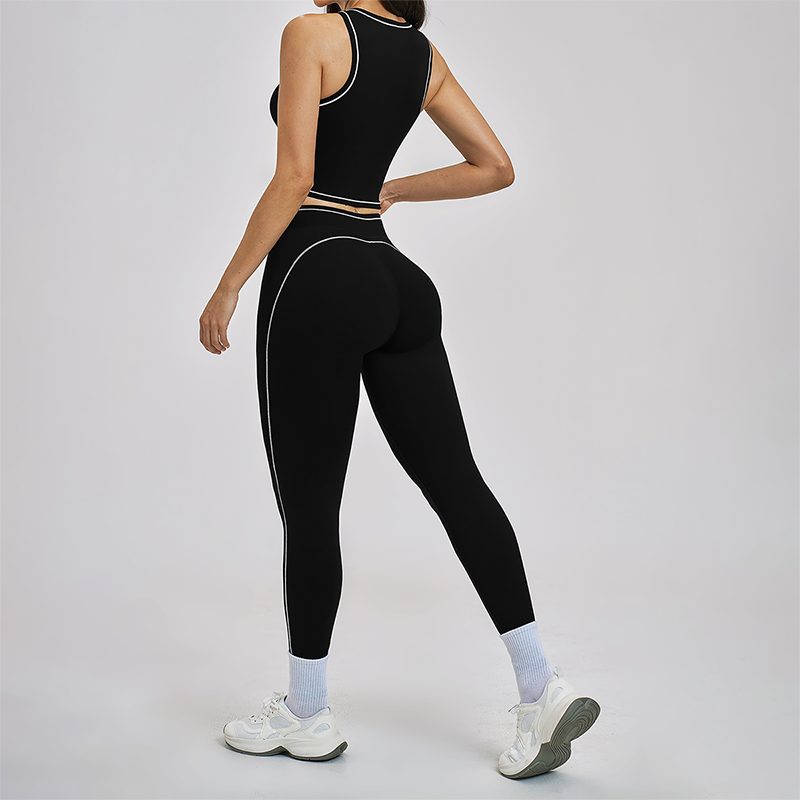 Wholesale Color Block Yoga Halter Vest + legging 2-Piece Set