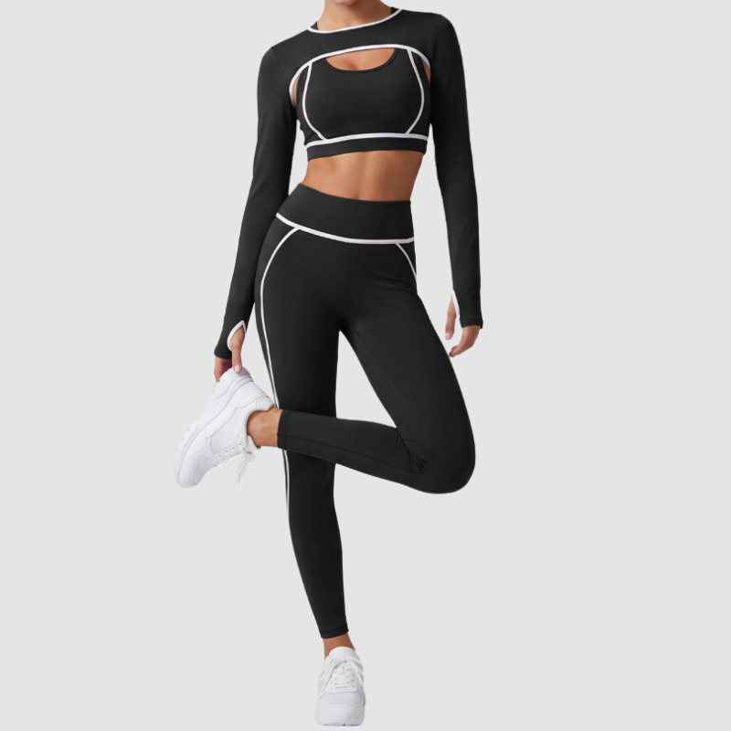 Wholesale Women's 3-Piece Yoga Set – Sleeveless Vest, Sports Bra and Leggings
