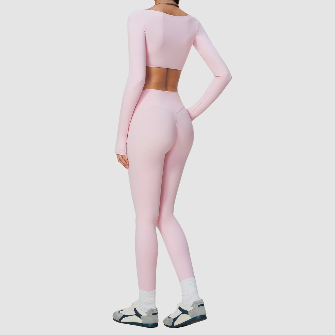 Wholesale Women's Brushed Long-Sleeve Top + Leggings Sports Set