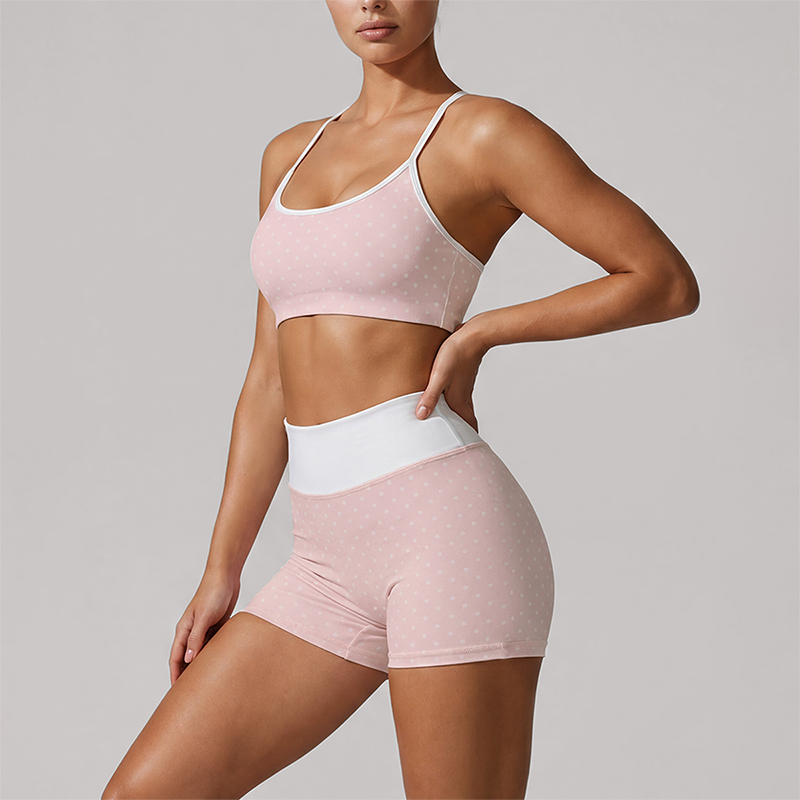 Wholesale Wave Point Quick Dry Naked Feel Vest+High Waist Short Set (Pre-sale)