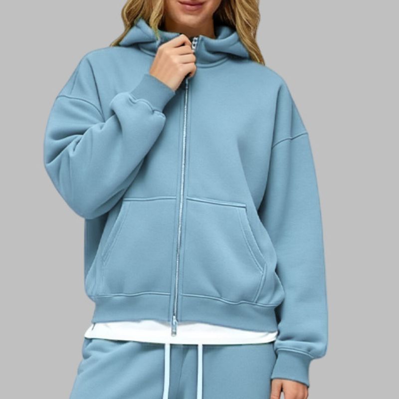 Two-Way Zip Fleece Hoodie