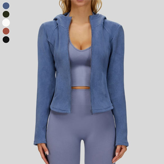 Wholesale Fleece-lined hooded jacket with zipper. | Wonderxfans bulk activewear