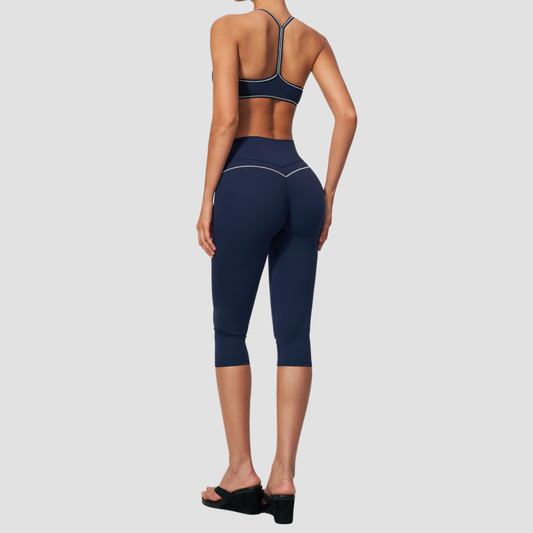 Wholesale Women's Colorblock Yoga Set: Sports Bra & Capri Pants – Tummy Control Butt Lift