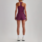Wholesale Naked-Feel Racerback Sports Bra & High-Waist Biker Shorts Set – Sculpting Yoga 2-Piece