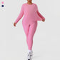 Wholesale plus-size crew neck top + solid-color leggings