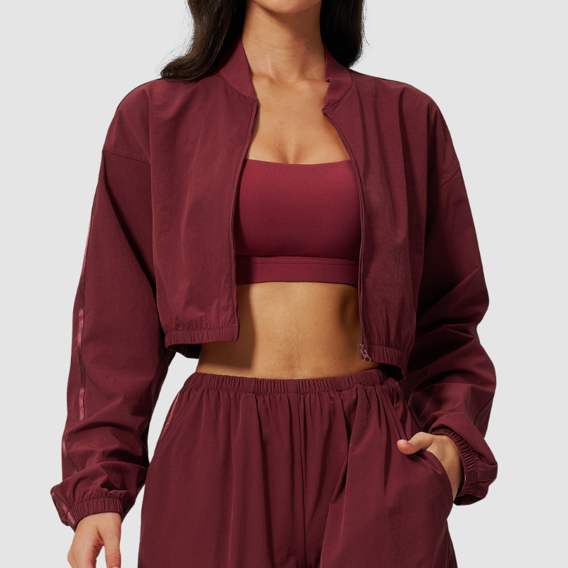 Wholesale Women's UPF50+ Sun-Protection Cropped Zip-Up Jacket – Cool-Touch Stand Collar Athletic Jacket